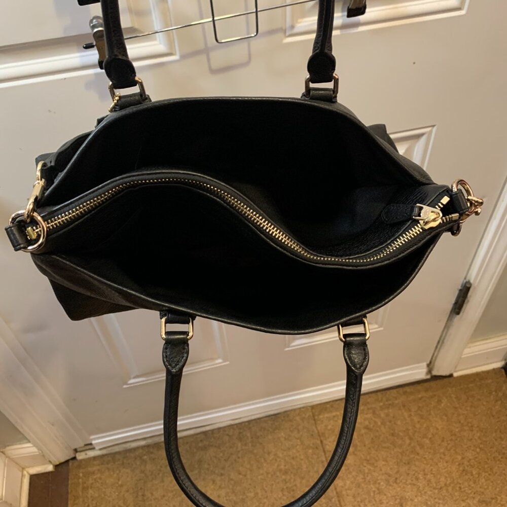 Coach Morgan Black Pebbled Leather Top Handle Satchel Bag Purse Retail $498.00 - Picture 7 of 12